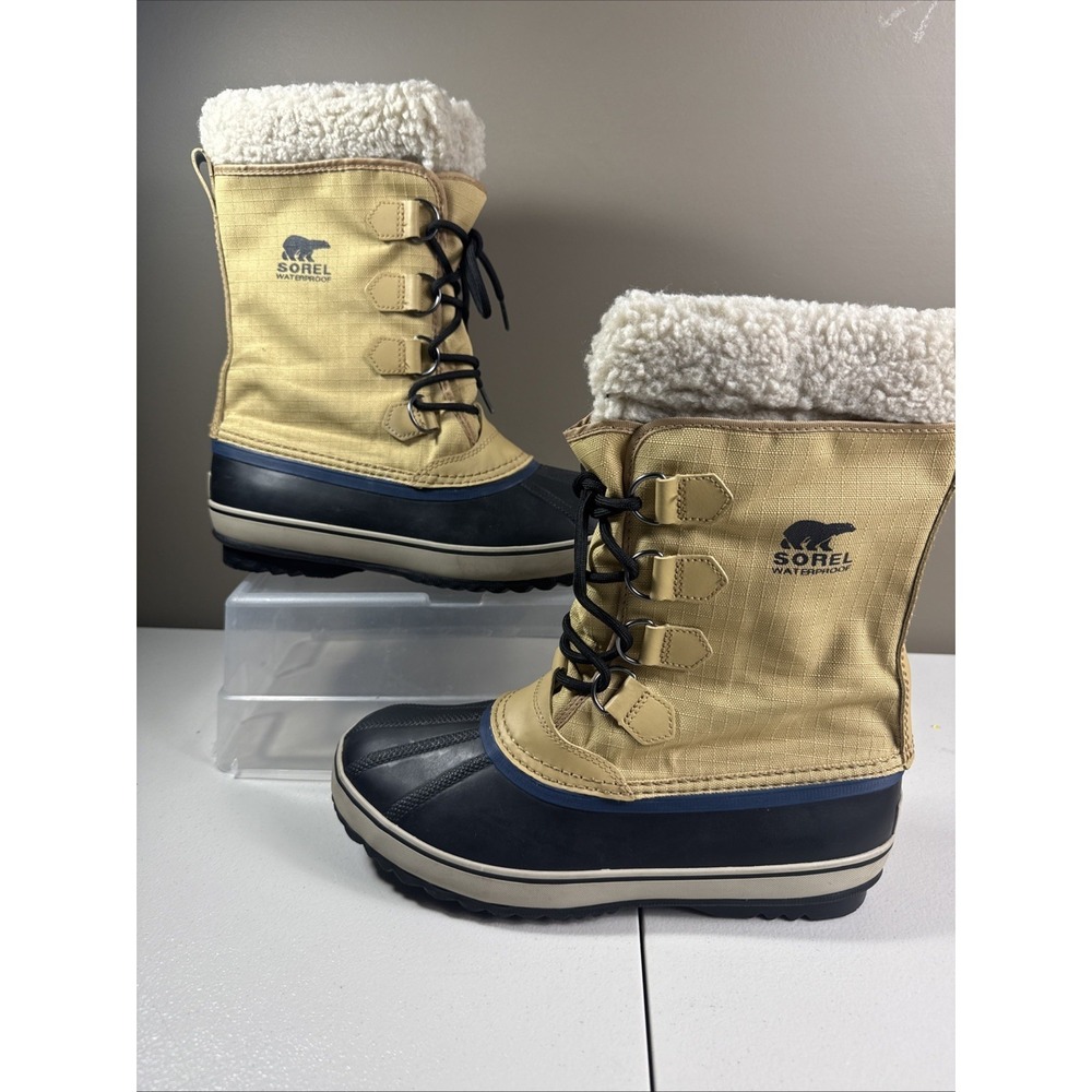 Sorel 1964 Pac Nylon Waterproof Winter Snow Boot Men US 9 Tan/Black WORN ONCE!